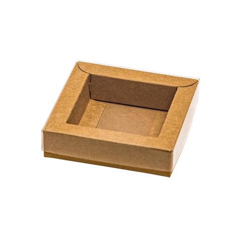 Schachtel mit Trottoirrand und transparentem Deckel, kraft