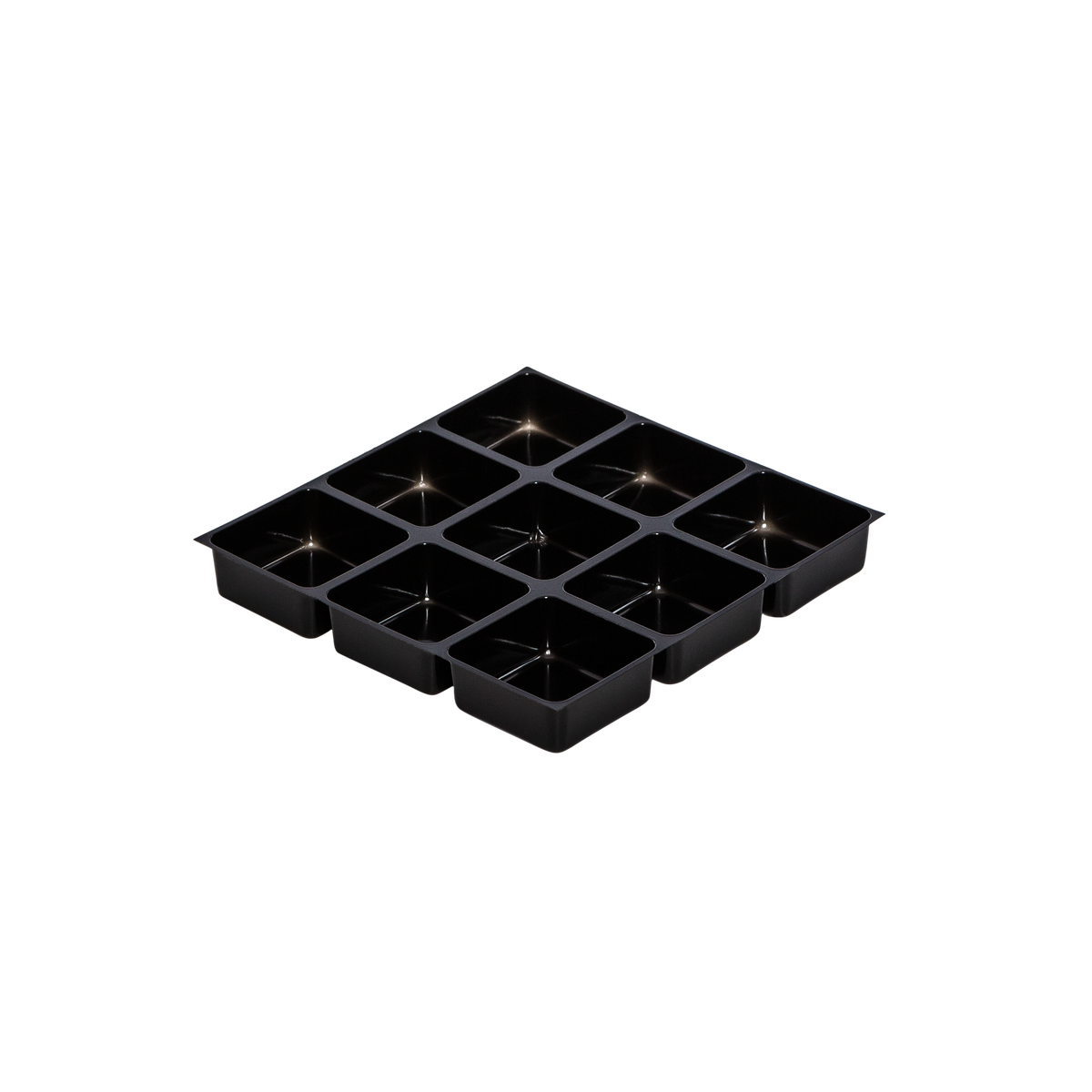 tiefgezogene Einlagen für Pralinen assortiert, 32/32 mm, schwarz