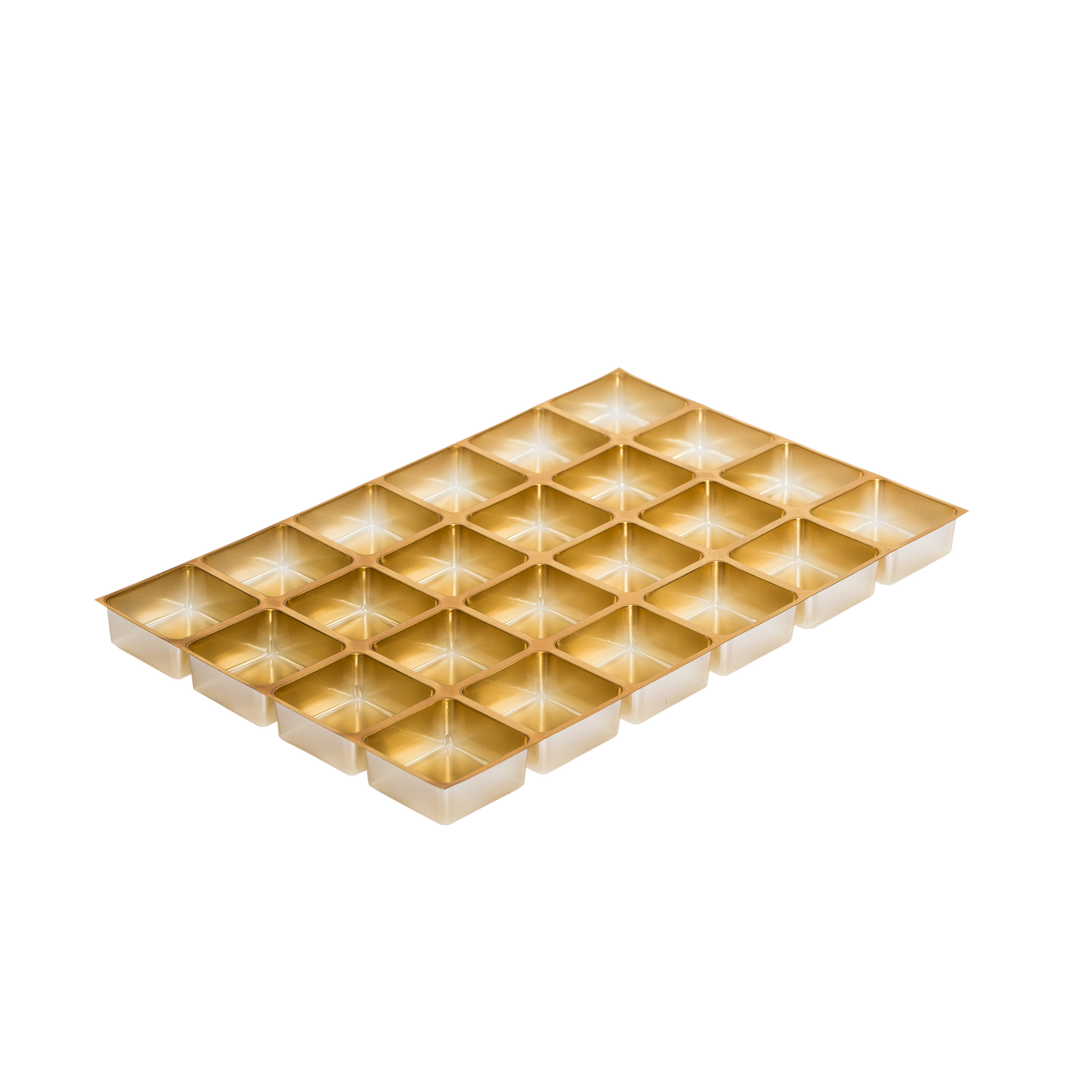 tiefgezogene Einlagen für Pralinen assortiert, 32/32 mm, gold