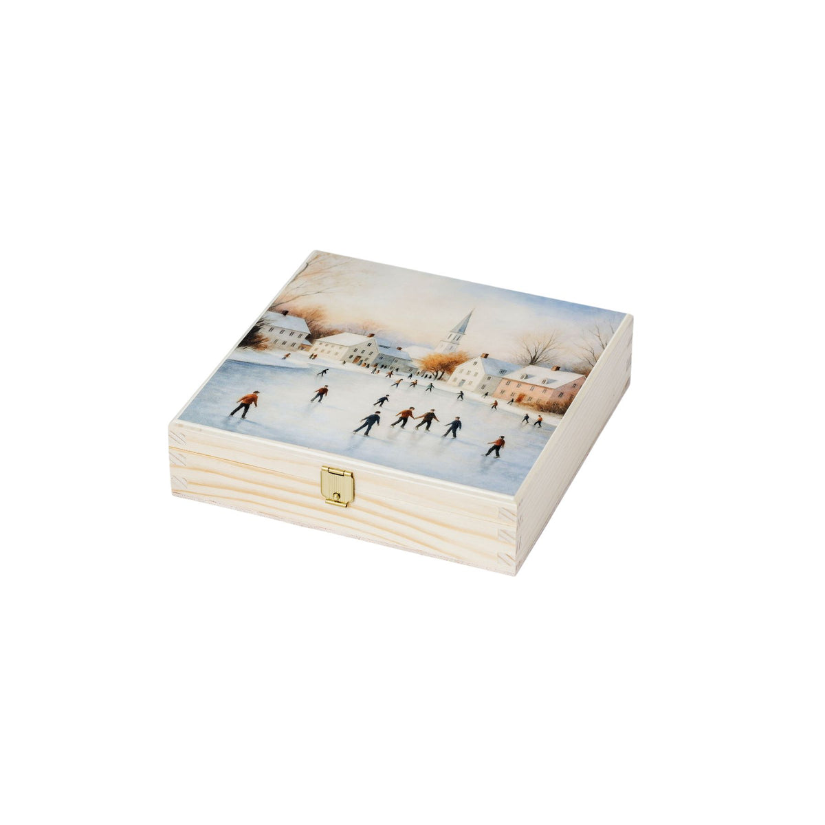 Schachteln aus Holz mit Wintermotiv