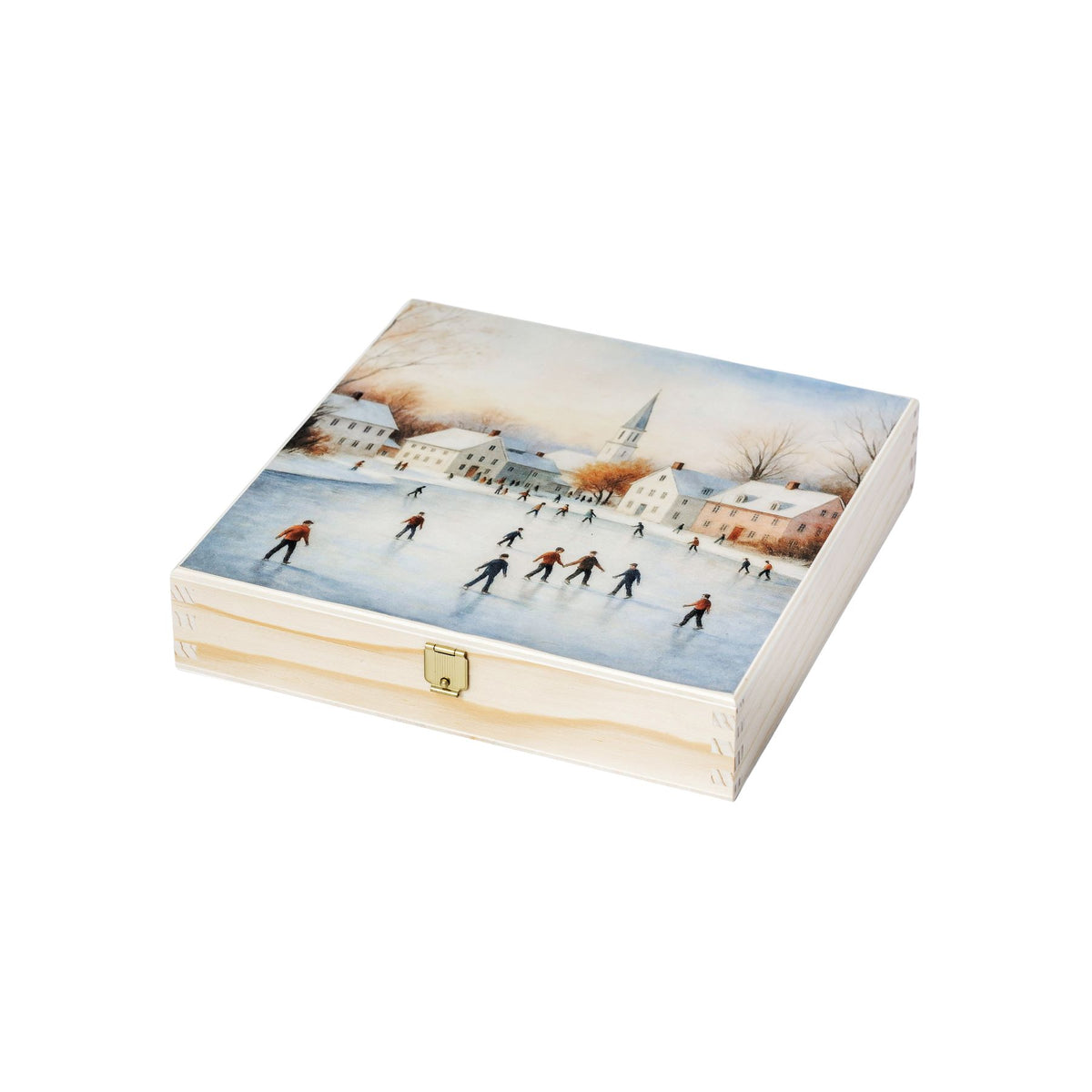 Schachteln aus Holz mit Wintermotiv