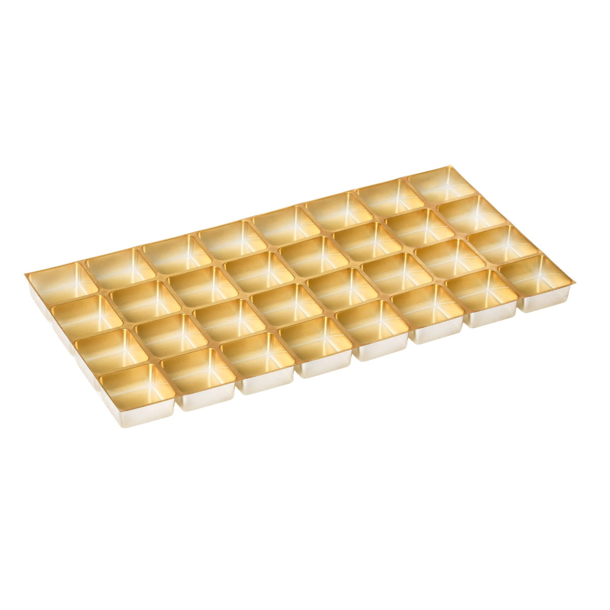 support thermoformé pour pralinés assortis, 32/32 mm, or