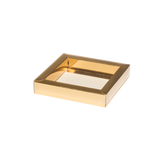 Schachteln mit Trottoirrand und transparentem Deckel, gold