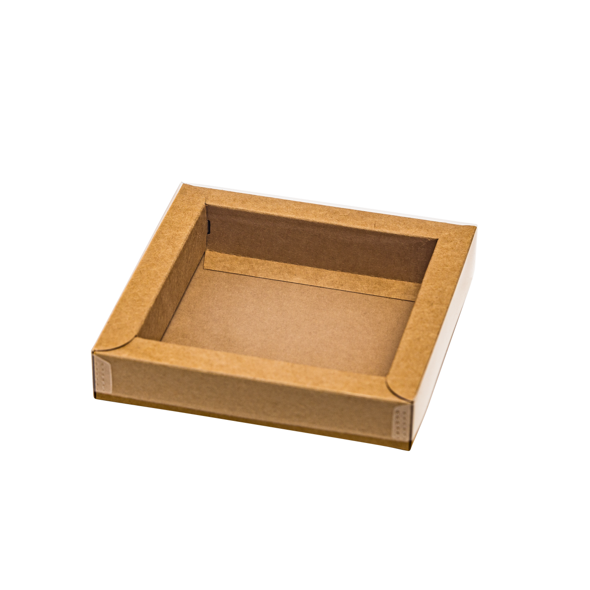 Schachtel mit Trottoirrand und transparentem Deckel, kraft