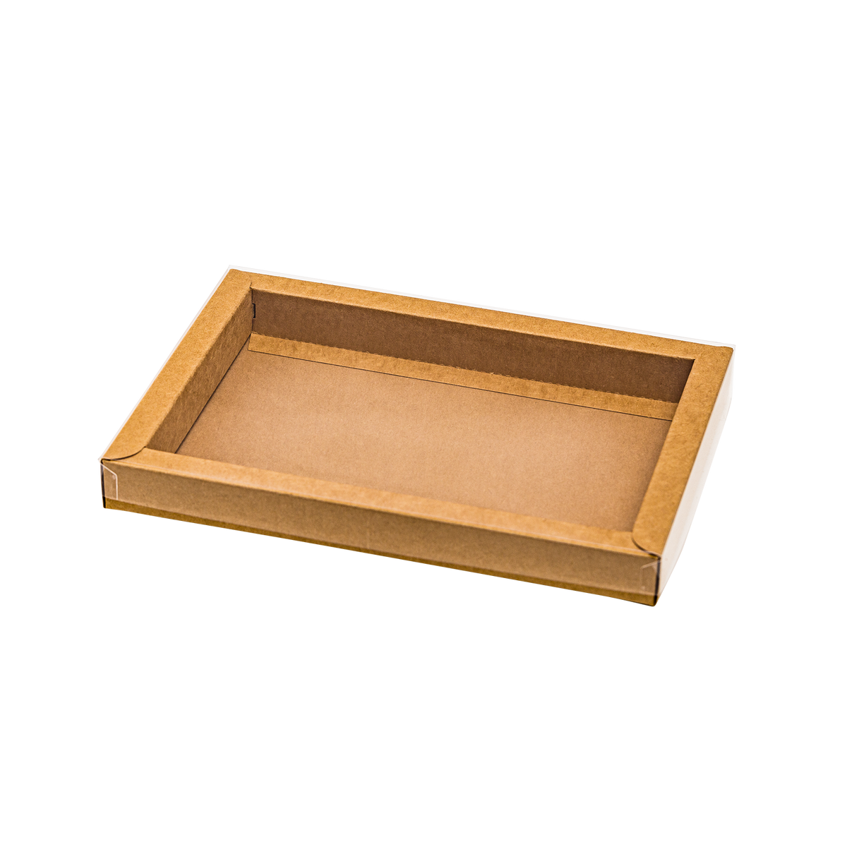 Schachtel mit Trottoirrand und transparentem Deckel, kraft