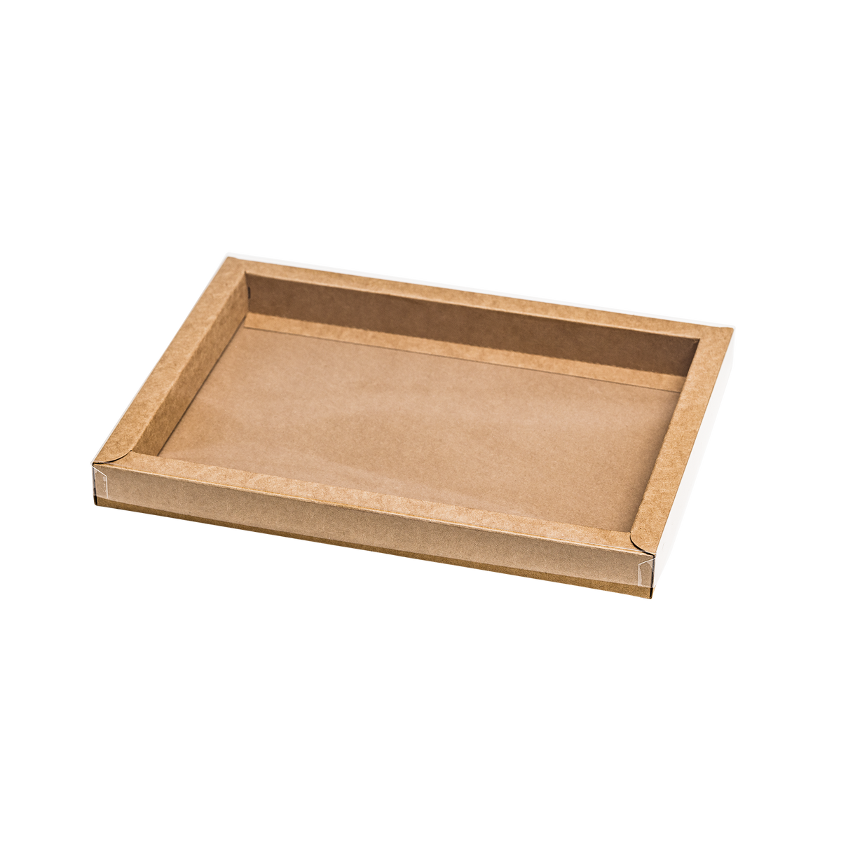 Schachtel mit Trottoirrand und transparentem Deckel, kraft