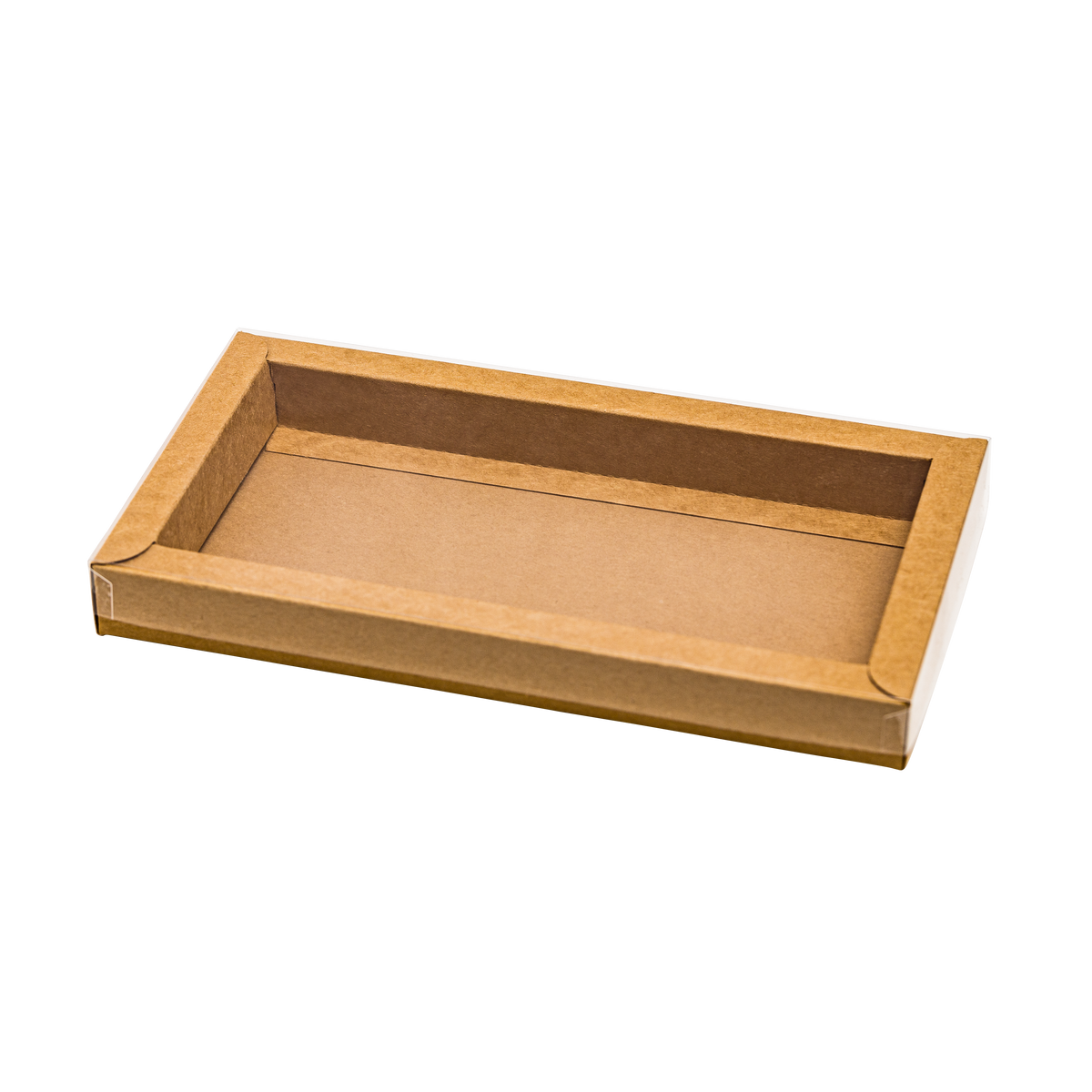 Schachtel mit Trottoirrand und transparentem Deckel, kraft
