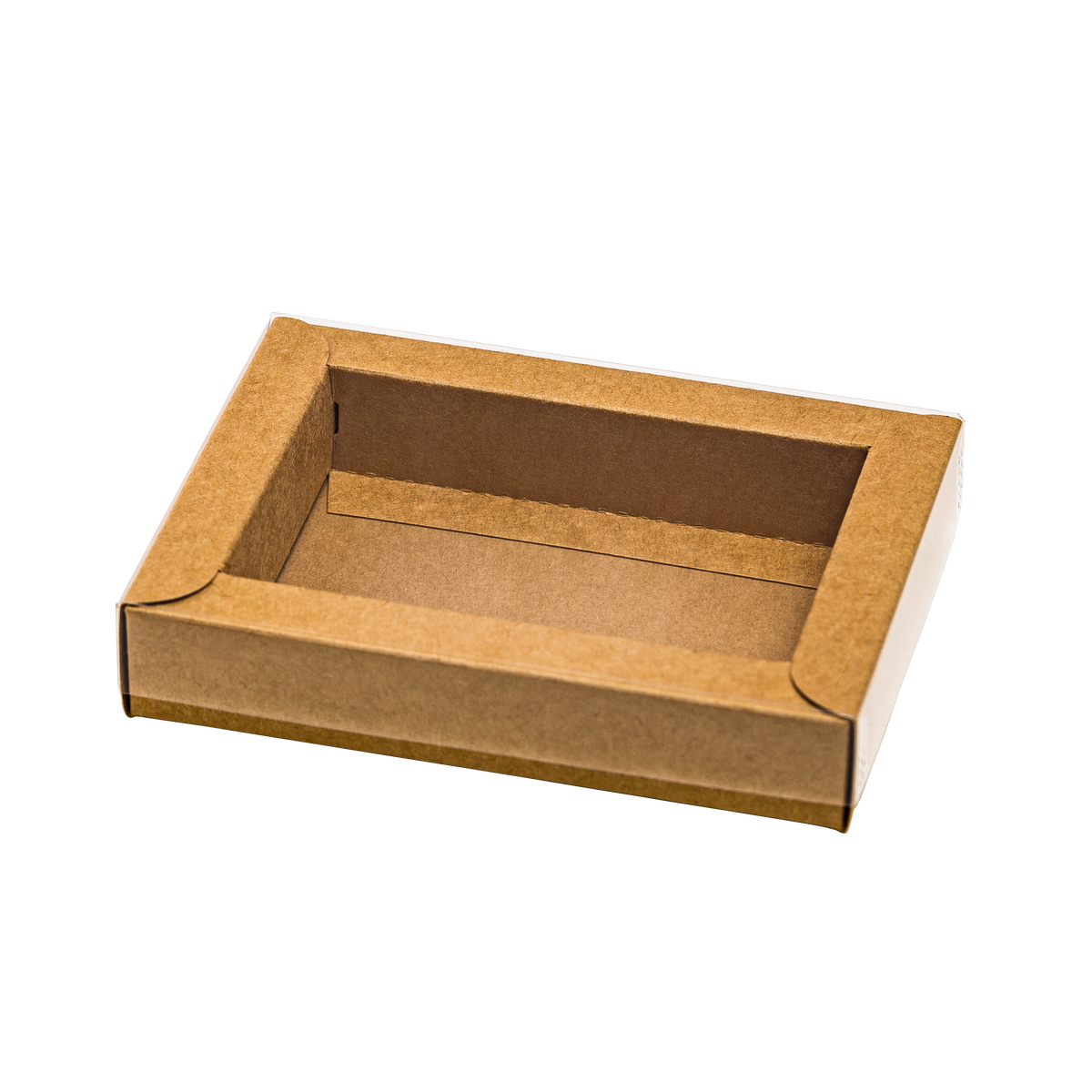 Schachtel mit Trottoirrand und transparentem Deckel, kraft