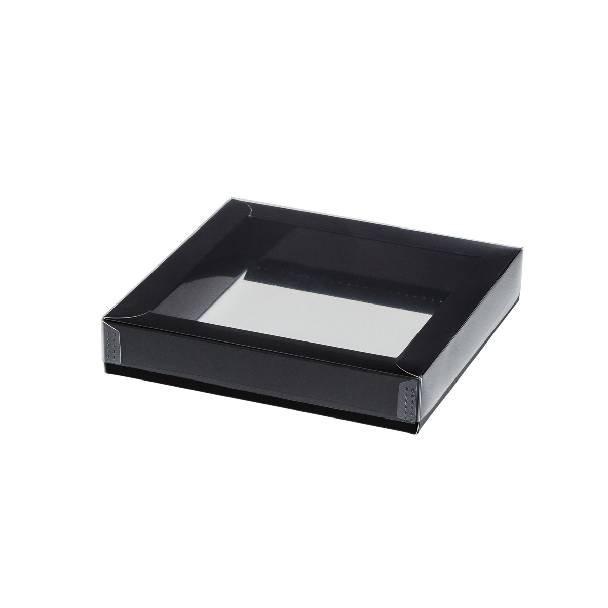 Boîte avec bord trottoir et couvercle transparent, noir