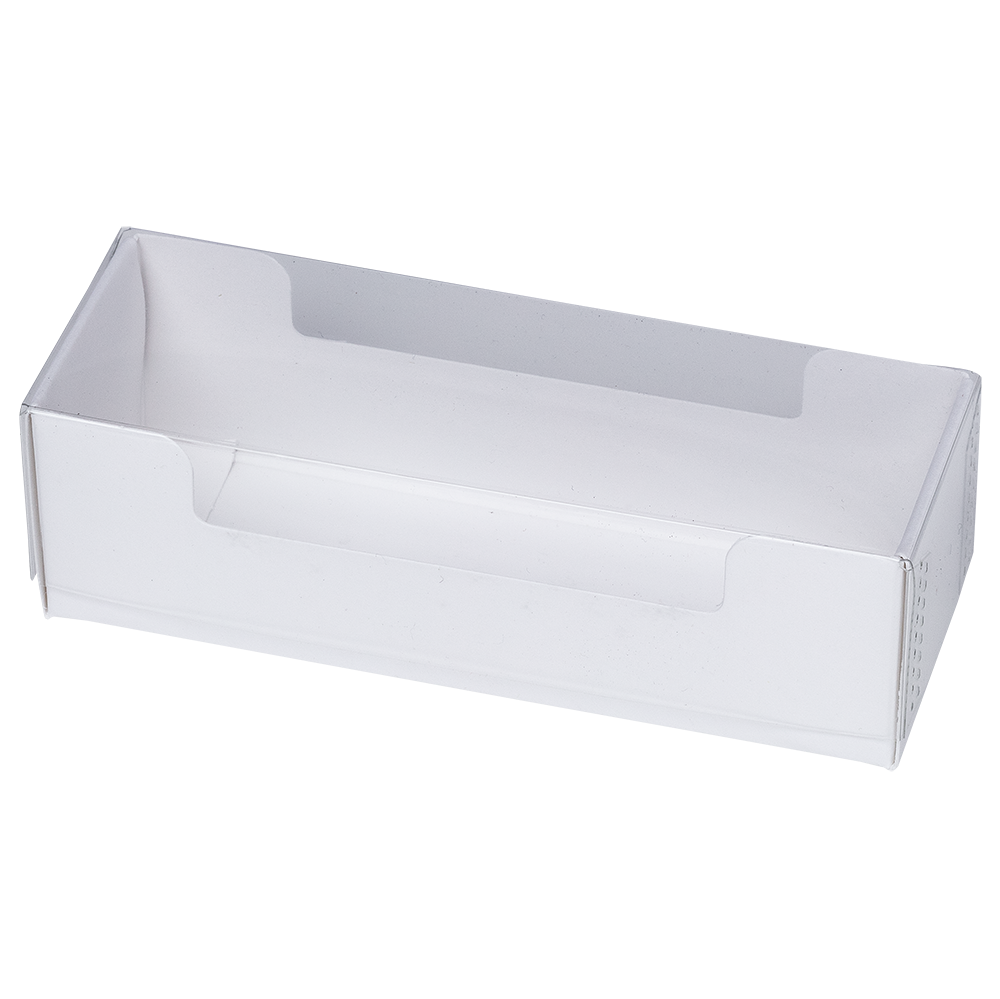 Boîte à couvercle avec fond en carton blanc et couvercle transparent