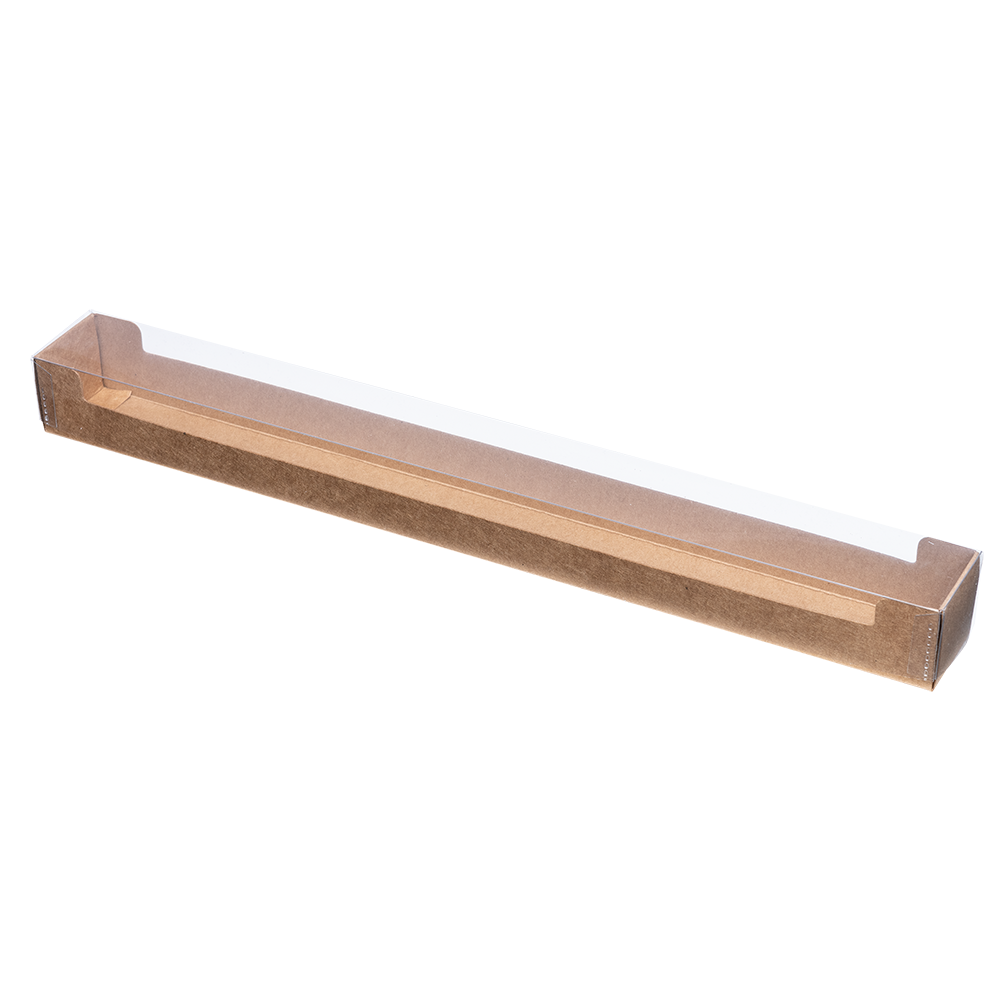 Stulpschachtel mit KRAFT-Kartonboden und transparentem Deckel