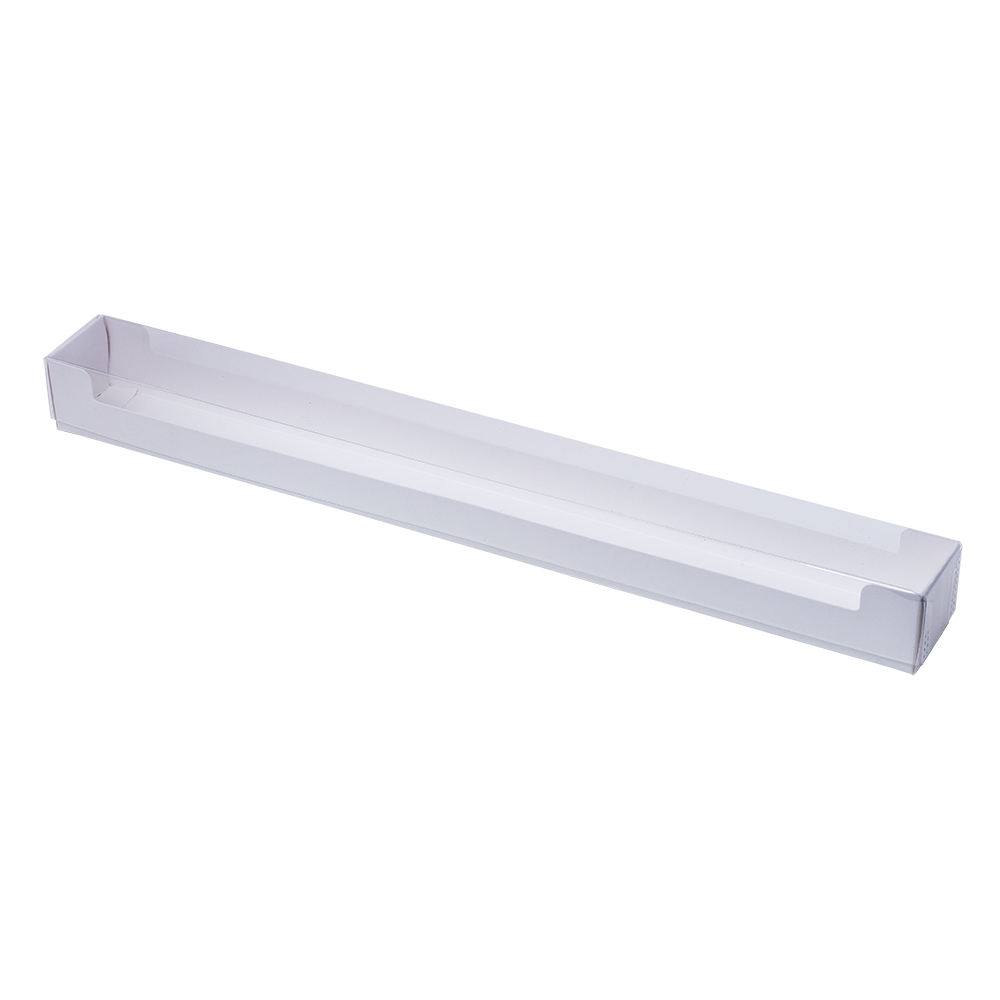 Boîte à couvercle avec fond en carton blanc et couvercle transparent