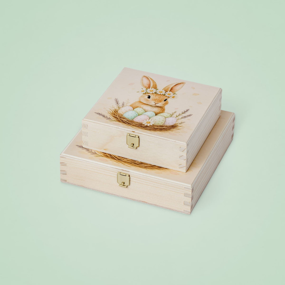 Schachteln aus Holz mit Ostermotiv