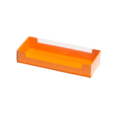 Stulpschachtel mit orangem Kartonboden und transparentem Deckel