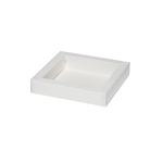 Boîtes avec bord trottoir et couvercle transparent, blanc