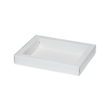 Boîtes avec bord trottoir et couvercle transparent, blanc